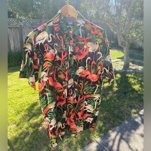 High Seas Trading Co Men's Black S Flamingo Hawaiian Shrt